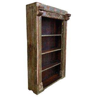 Wanderlust Deco Estanter&iacute;a Librer&iacute;a De Madera Acabado Artesanal Marr&oacute;n 134x49x220h Cm