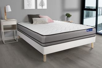 Actisom Somier blanco + colch&oacute;n con espuma viscoel&aacute;stica 120 x 195