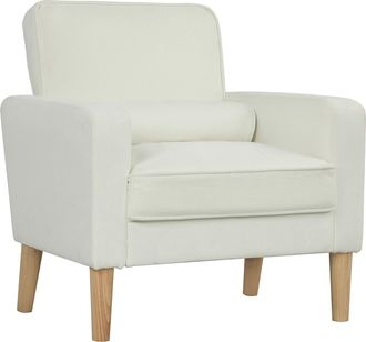 OEM Butaca De Sal&oacute;n Tapizado En Terciopelo Sill&oacute;n De Lectura Con Asiento Con Botones Y Patas De Madera Para Dormitorio Crema