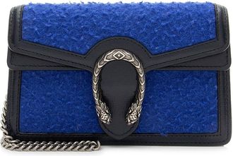 Gucci Black, Blue Leather & Wool Dionysus Mini Shoulder Bag (Authentic Pre-Loved)