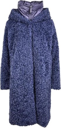 Bomboogie Lange Jas van Sherpa Fleece - Dames - Parka Jassen - Blauw - M - Polyester - Jassen
