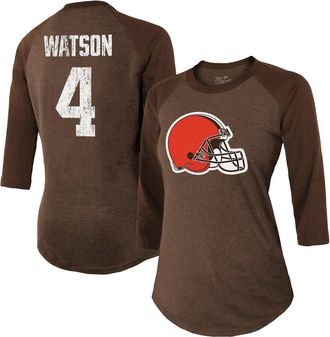 Majestic Threads Womens Majestic Threads Deshaun Watson Brown Cleveland Browns Name & Number Raglan 3/4 Sleeve T-Shirt at Nordstrom, Size Xx-Large