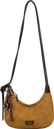 Generic Women PU Crossbody Bag Solid Color Hobo Bag Underarm Bag for Daily Use (Brown)