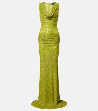 DAVID KOMA Abito lungo con paillettes