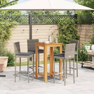 Berkfield Home Beautiful 5 Piece Garden Bar Set Grey Solid Wood Acacia & Poly