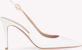 Gianvito Rossi Ribbon Sling 85 in White Nappa at Nordstrom, Size 37.5