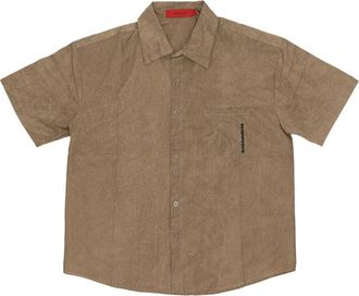 Acupuncture Khaki Heren korte mouw overhemd - Heren - Korte mouwen Overhemden - Beige - XL - Katoen - Overhemden