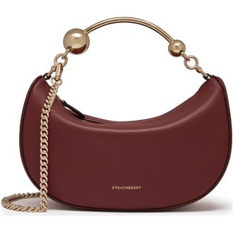Strathberry Mini Crescent Moon Leather Shoulder Bag in Oxblood at Nordstrom