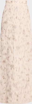 Brunello Cucinelli Animalier Sequin Feathered Skirt