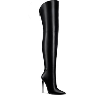 Femme LA The Scorpio Pointed Toe Thigh High Boot in Black at Nordstrom, Size 11Us