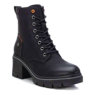 Xti Womens Lace-Up Heeled Booties In Black