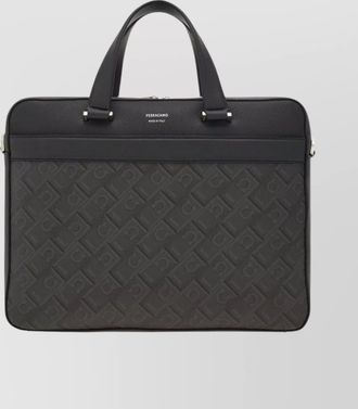 Ferragamo leather logo embossed messenger bag