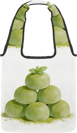 Generic Green Tea Serenity Reversible Canvas Shoulder Tote - Double-Sided Print, 12oz Cotton, 27cm Drop, Fold-Flat Bag for Travel, Shopping, Street Outings