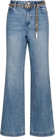 Michael Kors Jeans, Dames, Blauw, S, Katoen, Blauwe Katoenen Flared Leg Jeans
