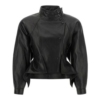 Balmain Chaqueta Lateral de Piel Nappa - Jackets - Mujer - Negro - S