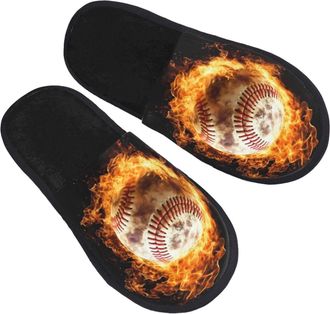 Generic Warm House Shoes Fire Baseball Sport Ball Mens Slipper Cosy Womens Slippers for Travel Indoor Family M