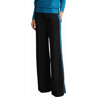 Reiss Isla Side Stripe Wide Leg Pants in Black at Nordstrom Rack, Size 12 Us / 16 Uk