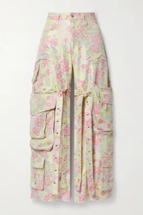 Marques Almeida Pantaloni Cargo A Gamba Larga In Broccato - Multicolore