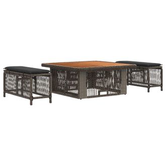 vidaXL Conjunto De Comedor De Jard&iacute;n 3 Pcs Gris Y Gris Oscuro Vidaxl