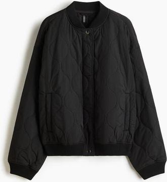 H&M Quilted Bomber Jacket in Black at Nordstrom, Size Xx-Large