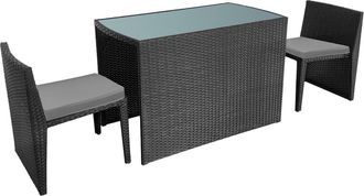 Happy Garden Conjunto de jard&iacute;n 2 plazas en resina trenzada negro cojines grises