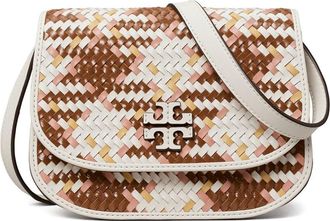 Tory Burch Britten Woven Small Leather Saddle Bag