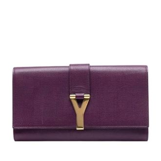 Saint Laurent Vintage Clutches, unisex, Purple, ONE SIZE, Pre-owned Leather Clutch