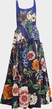 Alice & Olivia Magic Garden Gradient Maxine Embellished Gown