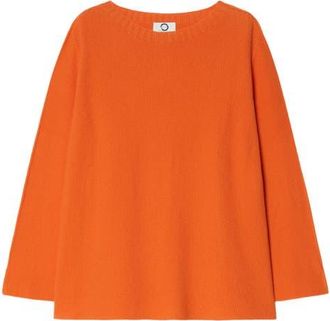 Marina Rinaldi Vafelio Slit Cotton Sweater in Orange at Nordstrom, Size X-Large
