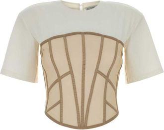 Giuseppe Di Morabito White Crew Neck Two Tone Stretch T-Shirt