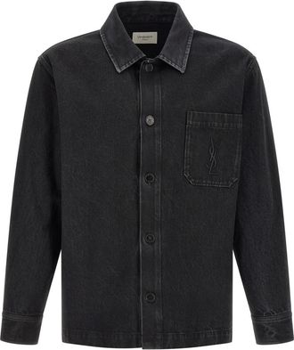 Saint Laurent Black Logo Relaxed Overshirt