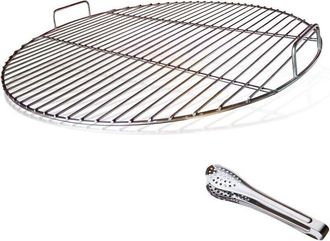 Elle Parrilla Redonda De Acero Inoxidable 304 Con Asa, 54,5 Cm De Di&aacute;metro, Para Barbacoas De Carb&oacute;n De 57 Cm (p. Ej., Weber), Con Pinzas Para Barbacoa