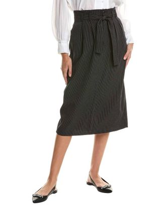 The Great. Trouser Pencil Skirt In Narrow Smokey Stripe