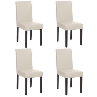 Hhg Hhg - Juego De 4 Sillas De Comedor Silla De Cocina Littau Con Certificaci&oacute;n Mvg, Cuero Sint&eacute;tico, Blanco, Patas Oscuras