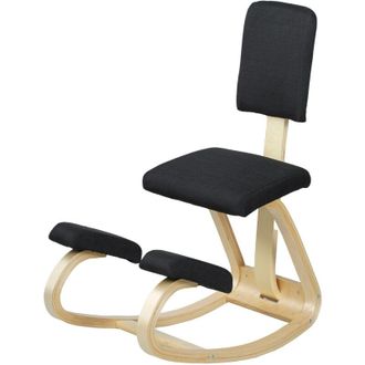 HOMCOM Sedia Ergonomica Dondolante in Tessuto Effetto Lino e Legno Nero - Homcom