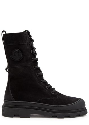 Moncler Vera High Suede Mid-calf Boots - Black - 39 (IT39 / UK6)