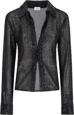 Andamane Morgan - Slim Fit Shirt - Dames - Overhemden - Zwart - L - Leer - Overhemden