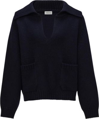 Magda Butrym Truien - Dames - V-hals truien - Blauw - XS - Wol - Truien & Vesten