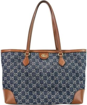 Gucci Pre-owned Tote Bags, female, Blue, Size: ONE SIZE Pre-owned Leather Tote Bag