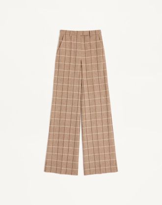Valentino Wool Trousers With Windowpane Check Pattern Wo