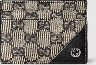Gucci Card Case Wallet With Interlocking G, Beige, GG Canvas