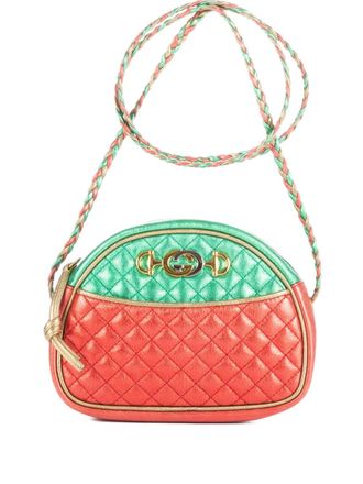 Gucci diamond-quilting leather cross-body bag - Red