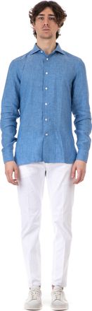 Borriello Pure Linen Long-Sleeve Shirt with Mother-of-Pearl Buttons