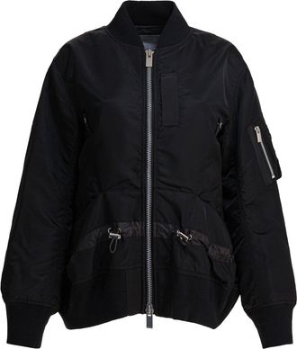 sacai Nylon Twill Bomber Jacket Jackets And Coats Nero-Donna