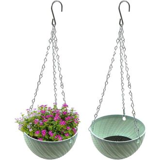 Elle Macetas Colgantes De Pl&aacute;stico - Juego De 2 - Con Orificios De Drenaje Para Ventilaci&oacute;n - Para Interiores Y Exteriores, Balcones Y Jardines
