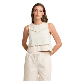 Kocca Sleeveless Tops, female, White, Size: XS Top Cropped con Inserti Traforati