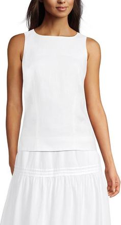 Lands End Linen Sleeveless Peplum Top in White at Nordstrom, Size X-Large P
