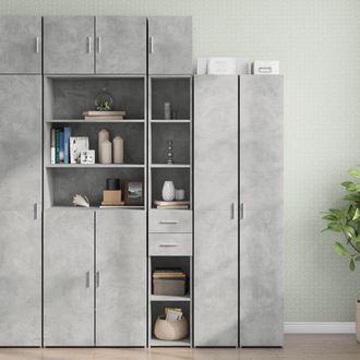Berkfield Home Slim Storage Cabinet Concrete Grey 30x42.5x225 cm Engineered Wood