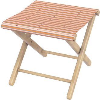 Vent de Boh&egrave;me Taburete plegable de eucalipto y tela outdoor dise&ntilde;o de rayas rosa