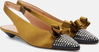 Chlo&eacute; Chlo&eacute; Alba 20 embellished satin slingback pumps